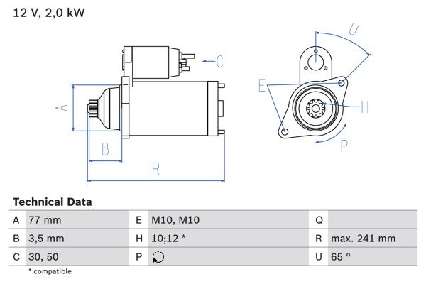 0986014141, Starter, Startér, BOSCH, 3610042010, MD050200, MD191433, 3610042011, MD050205, 3610042050, MD061154, MD069166, MD070934, MD072654, MD084414, MD095865, MD156986, MD156989, MD162975, MD164975, MD164977, MD191433R, MD191435, 8EA726436-001, DRS3036, JS344, LRS00439, M002T51685, MG120413, 455905, 8EA731804-001, JS769, LRS00617, M002T56171