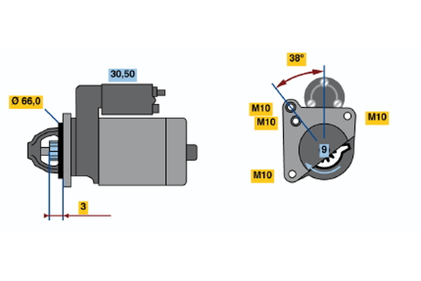 0986015010, Starter, Startér, BOSCH, 7700272482, 7700758217, 7700854954, 7701499482, 0986015011, CS1544, D9E137, M003T32985, D9E138, M003T32986, D9E238, M003T32988, D9E77, M3T32985, D9E771, M3T32986, D9E772, M3T32988, D9E773, D9E774, D9E776, D9R237
