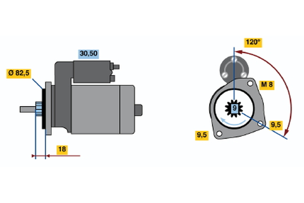 Starter - 0986015320 BOSCH - 068911023L, 068911023LX, 0001110007
