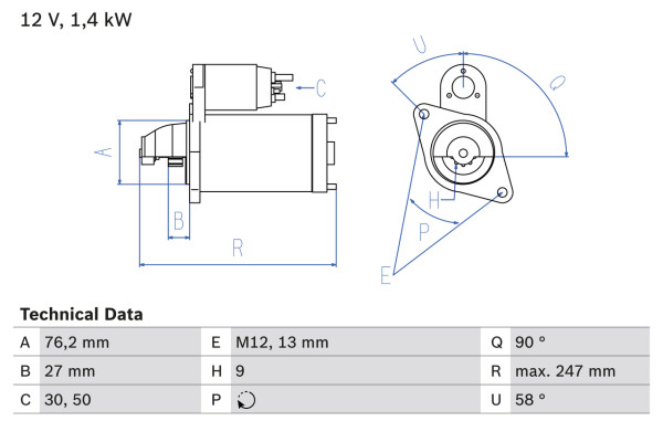 0986016780, Starter, Startér, BOSCH, 078911023A, 078911023, 078911023X, 0001108113, 458464, 8EA731769-001, CS725, DRS6780, LRS00971, MSR335, 0001108114, 63223438, LRS971, 943223438