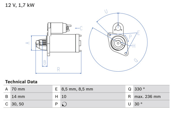0986018180, Starter, Startér, BOSCH, A0051511601, A005151160180, 0051511601, 005151160180, 0001115008, 458223, 8EA737708-001, CS1172, DRS8180, 0986018183