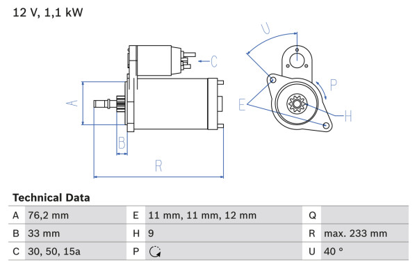 0986018200, Starter, Startér, BOSCH, 020911023, S114553, 055911023F, 055911023M, S114553A, 055911023J, 055911023JX, 055911023L, 055911023MX, 176911023A, 0001107007, CS1557, D9E140, DRS2590, LRS00558, MSR489, 0001107008, 943251663, LRS558, ND141, 0001114005, 432605, 0001114006, 436022, 0001114012, 499027, 0001208416, 0001208417, 0001208418, 0001208419