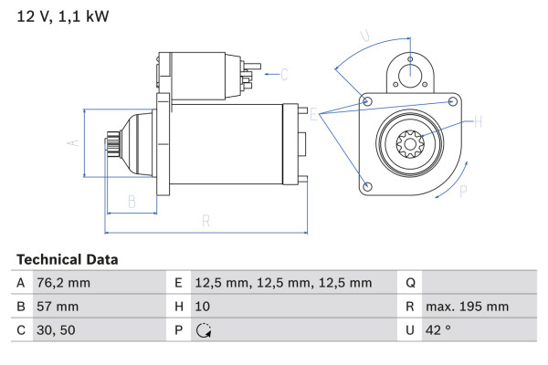 0986020330, Starter, Startér, BOSCH, 0AH911023A, 0AH911023AX, 0AH911023, 0001120410, 8EA738158-001, CS1322, DRT0330, LRS01671, 0001120411, LRS1671, 0001121410, 0001121411, 1986S00782