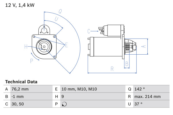 0986020860, Starter, Startér, BOSCH, 1374049, 36050273, 3M5T11000EA, 8602924, 8622742, 0001108402, 8EA738258-451, CS1398, DRT0860, LRS02331, 0001108472, LRS2331, 0986020863, 1986S00715