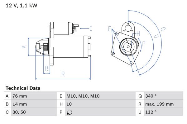 0986020900, Starter, Startér, BOSCH, 1149703, 94114DB, 1309581, 1564732, 2S6U11000DA, 2S6U11000DB, 2S6U11000DC, 4S6911000AA, 0001107410, 8EA738132-001, CS1289, DRT0900, LRS01700, 0001107418, LRS1700, 0001107501, 0001107502