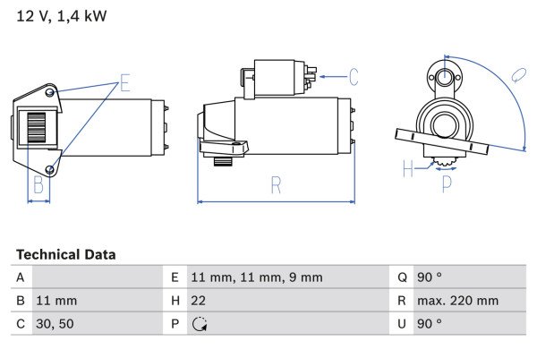 0986022561, Starter, Startér, BOSCH, C2S1396, R93BB11000KC, C2S41471, R93BB11000KD, 1X4U11000AA, 1057661, 1076141, 1085273, 1151642, 1205240, 1367529, 2S7T11000AA, 2S7T11000AB, 2S7T11000AC, 2S7T11000AD, 4X4U11000AA, 4X4U11000AB, 4X4U11000AC, 5L8T11000AC, 6L8T11000AA, 7041784, 93BB11000KA, 93BB11000KB, 93BB11000KC, 93BB11000KD, 455892, 8EA737107-001, CS961, DRS3568, LRT00117