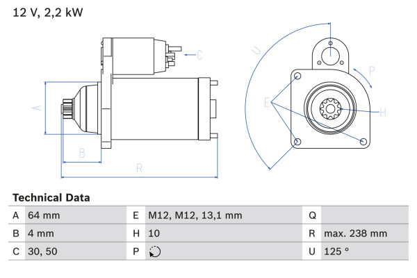 Starter - 0986022770 BOSCH - OK55218400, OK55218400A, OK55318400