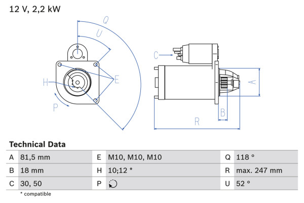 0986023180, Starter, Startér, BOSCH, F8RU11000AA, WL02-18-400, WL02-18-400A, WL9118400, WL81-18-400, XM3411002AA, WL91-18-400, XM3411002CA, 3601369, 4348654, 8EA738258-181, DRS0048, JS1352, LRS01351, M002T87271, LRS02160, M002T87271ZT, LRS1351, M2T87271, LRS2160, M2T87271ZT