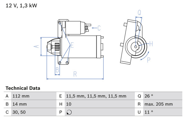 Starter - 0986023480 BOSCH - 5802CZ, 820053977, K9635501280
