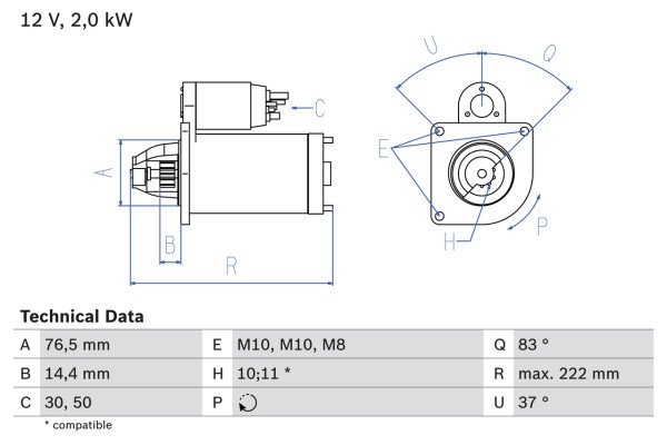 0986023530, Starter, Startér, BOSCH, 233002654R, 23300JG70A, 4416774, 93456401, 93861155, 2330000Q0D, 4417538, 7485143838, 93857703, 2330000Q3E, 4421624, 8200402016, 93859136, 233003400A9, 8200458765, 93169459, 93863426, 8200568535, 8200621305, 8200628430, 063728021810, 1986S00926, 8EA738258-611, CS1415, DRS0113, LRS02304, M001T80681, MS1077, TS22E5, LRS2304