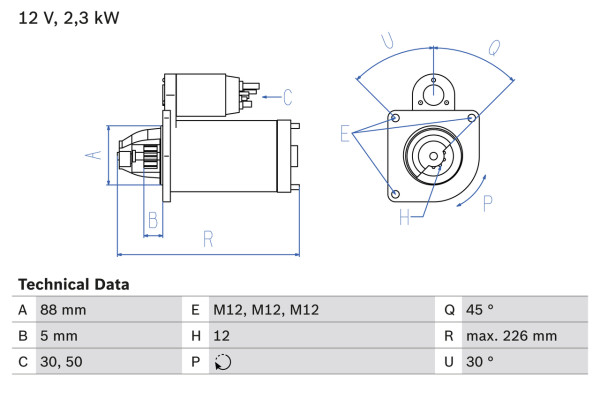 0986024240, Starter, Startér, BOSCH, RF5C-18-400, RF5C18400RE, 8EA738039-001, DRS3915, JS1296, LRS01714, M002T88671, LRS1714, M2T88671