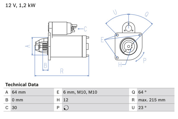 Starter - 0986025180 BOSCH - 2330000Q2C, 2330000Q3B, 233004868C
