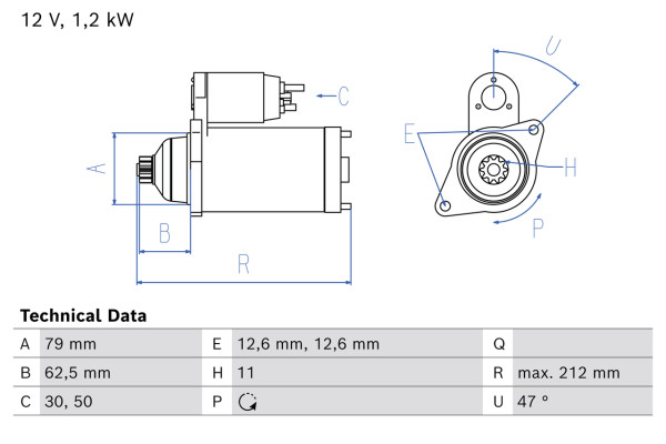 0986026000, Starter, Startér, BOSCH, 0AM911023K, 0AM911023T, 1986S00586, CS1533, LRS02500, TS12ER22, TS12ER22M, 438262, 458422