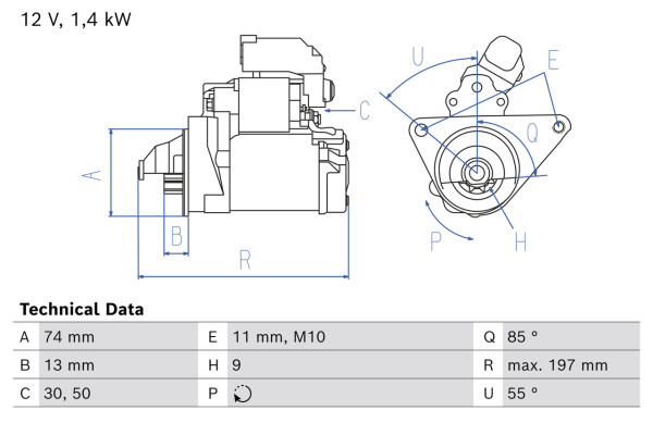 Starter - 0986026110 BOSCH - 281000N040, 4280006190