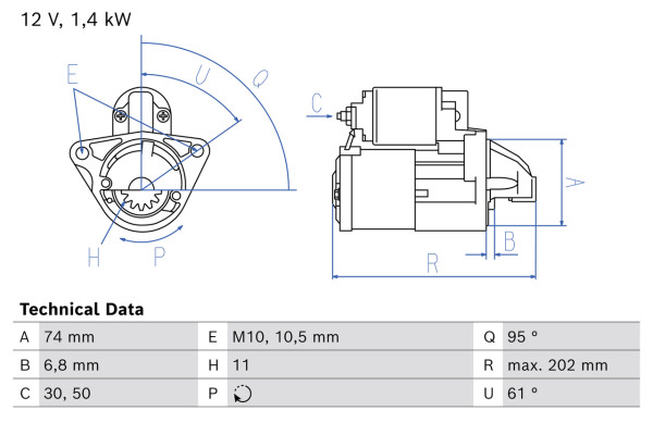 0986026690, Starter, Startér, BOSCH, PE07, PE07-18-400, M0TD0071, M0TD0071ZC, M000TD0071, M000TD0071ZC