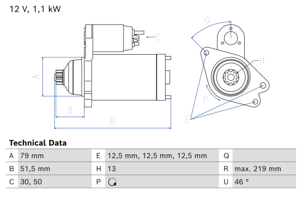 0986026870, Starter, Startér, BOSCH, 02Z911024F, 02Z911024FX, 0001177012, 0001177013, 1986S00882