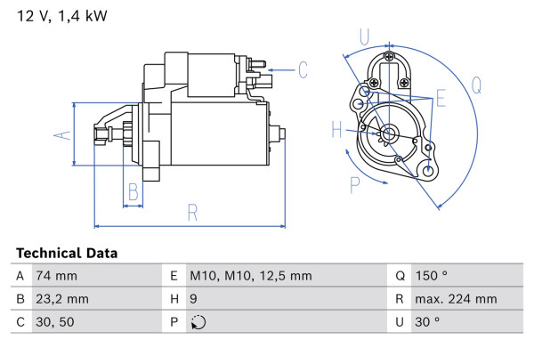 0986027480, Starter, Startér, BOSCH, 07C911023D, 07C911023F, 07C911023FX, 0001108228, 0001108229, 1986S00698