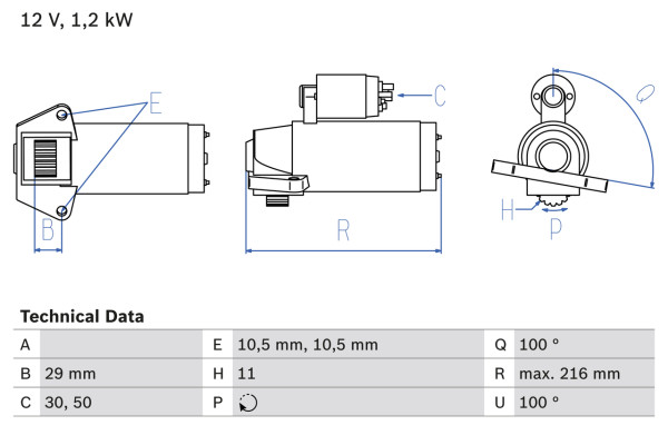 Starter - 0986028010 BOSCH - 1325943, 1366473, 1478129