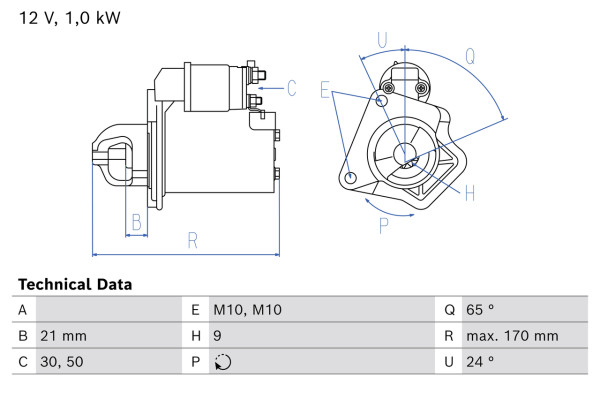 Starter - 0986028080 BOSCH - 233001HC0D, 233001HC1A, 233001HC1B