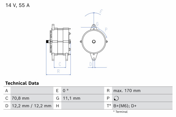 0986033890, Dynamo, Generátor, BOSCH, 4478678, 7651812, 46231760, 46446292, 5920974, 5960287, 5962647, 5972197, 5976915, 7552284, 7565560, 7575998, 77323410, 77338410, 77523410, 0120489020, 8EL725583-001, 9AR2663K, A13E23, CA129IR, LRA00457, MAN349, 0120489134, 8EL737619-001, A13N40, CA1435IR, LRA00595, MAN355, 0120489402, A13R266