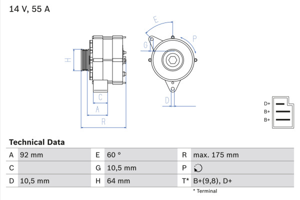 0986034050, Dynamo, Generátor, BOSCH, 1516413R, A006154870280, A0061548802, A006154880280, A0071543402, A007154340280, A0071546102, A007154610280, 0061548702, 006154870280, 0061548802, 006154880280, 0071543402, 007154340280, 0071546102, 007154610280, 0120489232, 8EL737021-001, CA1072IR, MAR523, 0120489233, 943356623, 0120489300, 0120489302, 0120489331, 0120489333, 0986033288, 0986034050, 0986034053