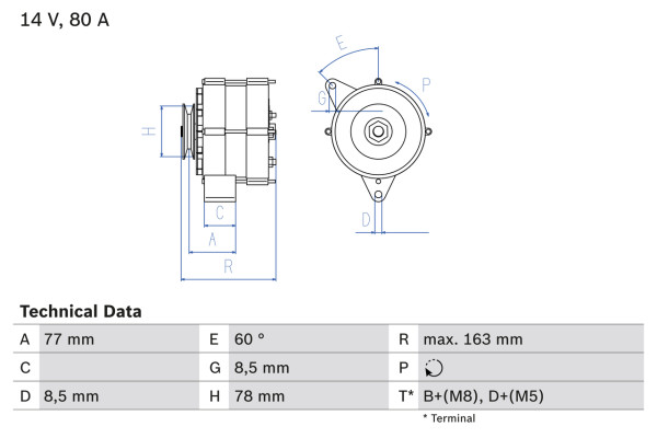 0986034170, Dynamo, Generátor, BOSCH, 12311706056, 12311711203, 0120469757, 8EL725766-001, A14V02, CA362IR, LRA02603, MAR884, 0120469759, 943356803, A14V05, LRA2603, 2541301, 2541305