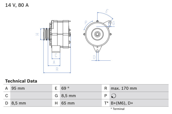 Dynamo - 0986034710 BOSCH - 1363511, 5003644, 8EL725787-001