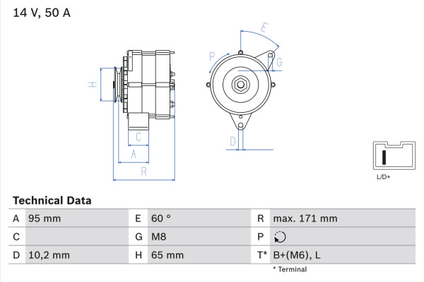 0986034830, Dynamo, Generátor, BOSCH, 5705JN, GNU2335, RP570589, 5705Z3, GXE2335, 57052J, 570589, 570592, 95624061, 95624961, 95632024, 96021744, 9602174480, 0120489467, 8EL725763-001, A001T02674, A13N129, CA359IR, DRA4831, LRA00765, MAR437, 0120489476, 943356202, A001T02674D, A13N175, LRA765, 0986034831, A13N215, A1T02674, A1T02674D