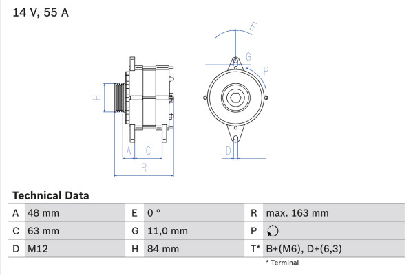 0986035760, Dynamo, Generátor, BOSCH, 42498240, 4799364, 42498504, 4808500, 4808502, 4808507, 0120488284, 436586, 8EL725926-001, CA642IR, DRA5760, LRA00975, MAN286, 0120489336, 19025068, 63307207, LRA975, 0120489337, 63307227, 63320024, 63321042, 63321044