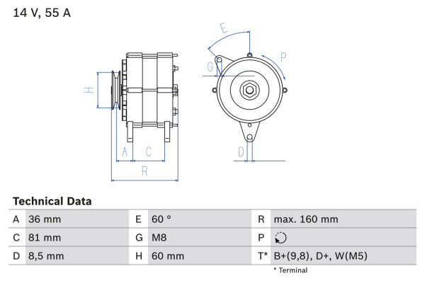 0986036020, Dynamo, Generátor, BOSCH, 0120488176, 436687, 54022053, 8EL725707-001, A005T31774, CA305IR, DRA6010, EGL1218, LRA00607, 0120488182, 24215, 54022142, 9AR2545K, A5T31774, EGL1218R, 0986036023, 24249, 54022160, 24277, 54022182, 24298, 54022211, 54022243, 54022335, 54022341, 54022353, 54022598, 54022668, 54022695, 54022744