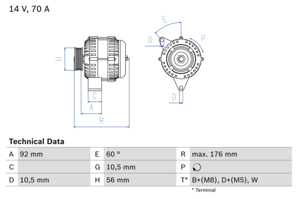 Dynamo - 0986036820 BOSCH - A0081549602, A008154960280, A0091544102