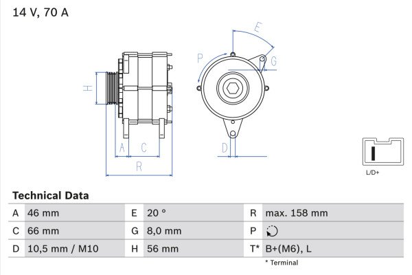 Dynamo - 0986036851 BOSCH - 557291, 5705R2, 570591