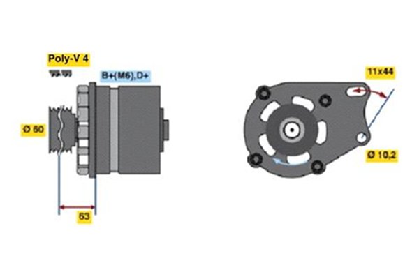 0986038621, Dynamo, Generátor, BOSCH, 46231658, 46528046, 7636428, 7713140, 7713141, 0986038621, 63320140, 8EL731712-001, A13E63, CA851IR, LRB00326, 1986A01782, 2541619, 63321173, LRB326, 436485, 63321488, 437551