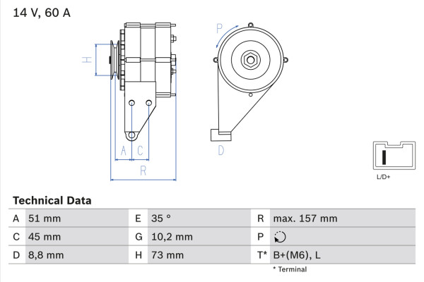 0986038841, Dynamo, Generátor, BOSCH, 7700820794, 7700859724, 7701352209, 8EL731723-001, A13N269, CA889IR, DRA3265, LRB00187, MAN777, 2541695, 63320096, LRB187, 436446, 63321170, 943320096, 943321170