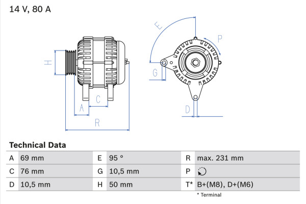 0986039100, Dynamo, Generátor, BOSCH, 12311730580, 12311730602, 12311735743, 12311735792, 12311744560, 12311744561, 12311744562, 12311744564, 0120485048, 8EL737013-001, A13VI132, CA1064IR, LRB00277, MAR957, 1986A01476, 943356551, A13VI54, LRB277, 2541494, 2541835, 2542195, 436385, 436641