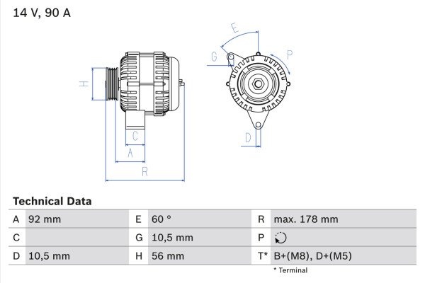 0986039750, Dynamo, Generátor, BOSCH, A0101544802, A010154480280, A0111540002, A011154000280, 0101544802, 010154480280, 0111540002, 011154000280, 0123320046, 8EL737595-001, A13VI222, CA1395IR, DRA9750, 0986039753, 2541995, 2541995B, 439198