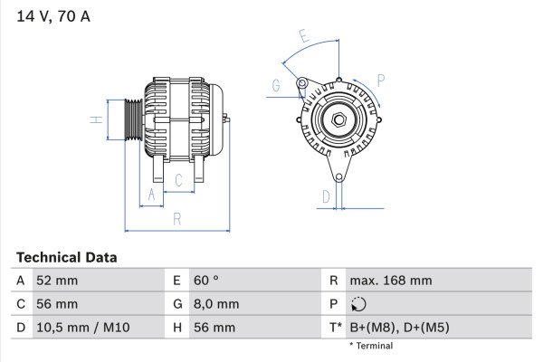 0986040201, Dynamo, Generátor, BOSCH, 5701A5, 5705HV, 5705L1, 5705N0, 5705N1, 9620332580, 8EL732710-001, A11VI45, CA1038IR, DRB0201, LRB00186, MAR5012, 943356946, LRB186, NA469, 2541725, 2541725B, 2541725H, 436489, 439039