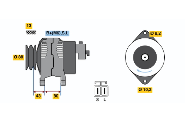 Dynamo - 0986040561 BOSCH - 2310022J10, 437695, 8EL726392-001