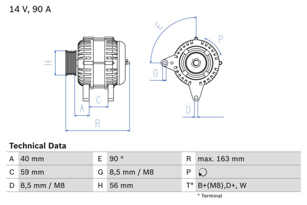 0986040940, Dynamo, Generátor, BOSCH, 037903025C, 0123320034, 437477, 8EL737368-001, CA1240IR, DRB0940, LRB00387, 0986040940, LRB387