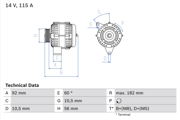 0986041120, Dynamo, Generátor, BOSCH, 0101549402, A0101549402, A010154940280, 010154940280, 0123510080, 8EL737439-001, CA1299IR, LRA01723, 0986039360, LRA1723