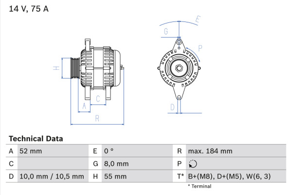 0986042031, Dynamo, Generátor, BOSCH, 4500044, 7700300407, 9160344, 7711134617, 0986042031, 8EL737539-001, A11VI81, CA1343IR, DRA3735, LRB00419, 2541928, LRB419, 2541928A, 436706