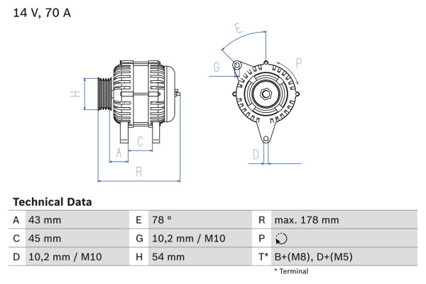 0986042071, Dynamo, Generátor, BOSCH, 5705FW, K9621791680, 57052A, 71716607, 57054R, 9621791680, 57054T, 96237271, 9623727180, 9627727180, 9642880280, 9646153680, 8EL737639-001, A11VI91, CA1442IR, DRA3706, LRB00436, LRB436, SG7S014, SG7S024, 2541969, 2541969A, 2542483, 2542483A, 2542678, 2542678A, 437137, 439246