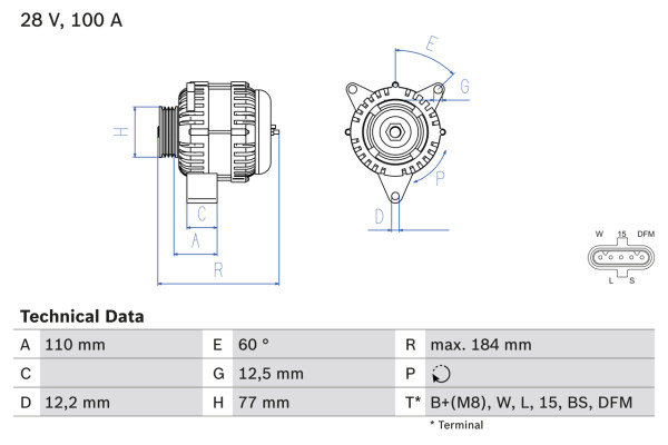 Dynamo - 0986042390 BOSCH - A0111548702, A011154870280, A0131544102