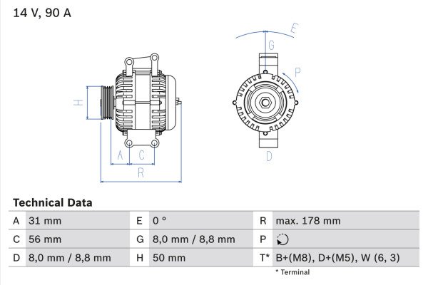 0986042520, Dynamo, Generátor, BOSCH, A0111540602, A011154060280, 0111540602, 011154060280, 0123320065, DRB2520, 0986042520, 0986042523