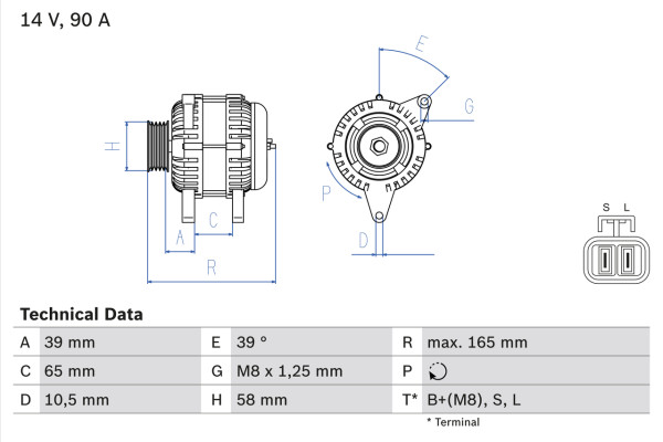 0986042680, Dynamo, Generátor, BOSCH, MD257744, MD349945, MD357744, 0124325008, 8EL737868-001, CA1585IR, DRB2680, LRA01815, 0986042680, LRA1815
