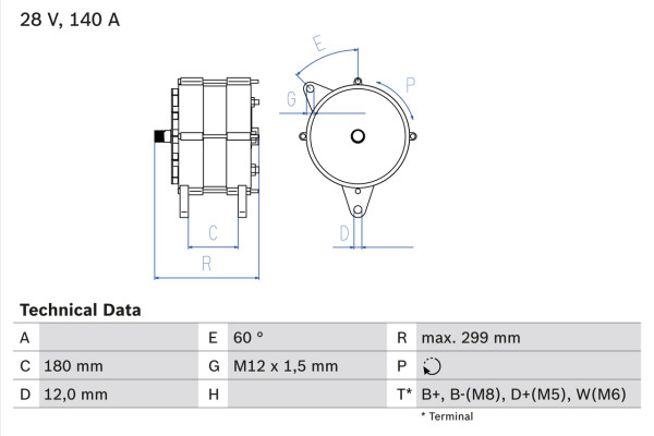 Dynamo - 0986044060 BOSCH - 475885, 571419, 571497