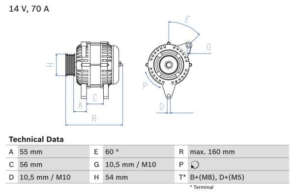 0986044210, Dynamo, Generátor, BOSCH, 13156052, 9200956, R1530032, 24437119, 93177835, R1530083, 6204102, 6204135, 6204179, 93180416, 6204193, 93187819, 6204245, 93175791, 93175939, 93189247, 93189267, 9512181, 9512780, 0124225018, 437604, 8EL738116-001, CA1747IR, DRB4210, LRA02824, 0124225041, LRA03343, 0124225049, LRA2824, 0986044213