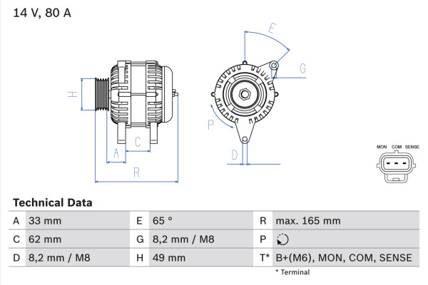 0986044671, Dynamo, Generátor, BOSCH, 1070804, 1097304, 1126052, 1215770, 1301496, 98AB10300DC, 98AB10300DD, 98AB10300DE, 98AB10300DF, 98AB10300DG, 98AB10300DH, 98AB10300DJ, 0986044671, 1022118030, 437620, 8EL737711-001, CA1483IR, DRA3649, EGL1304, LRB00358, MAN7401, 1022118031, 63321678, 9124476603, LRB358, 63341678, 63377401, 63377409