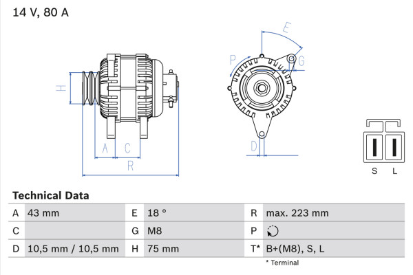 0986045601, Dynamo, Generátor, BOSCH, MD340419, MD366052, 8EL737828-001, A002TN1798, DRA0095, JA1533IR, LRA01717, A002TN1798A, LRA1717, A002TN1798AT, A002TN1798ZT, A2TN1798, A2TN1798A, A2TN1798AT, A2TN1798ZT