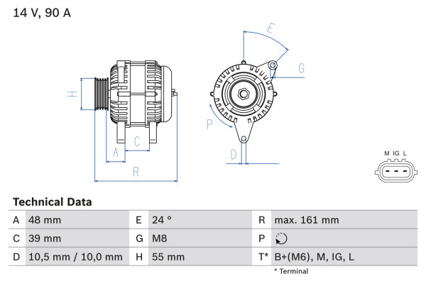 Dynamo - 0986045861 BOSCH - 2706023030, 8EL737764-001, DAN961
